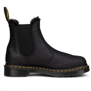 Dr. Martens Black Ankle Boots with Fur Trim